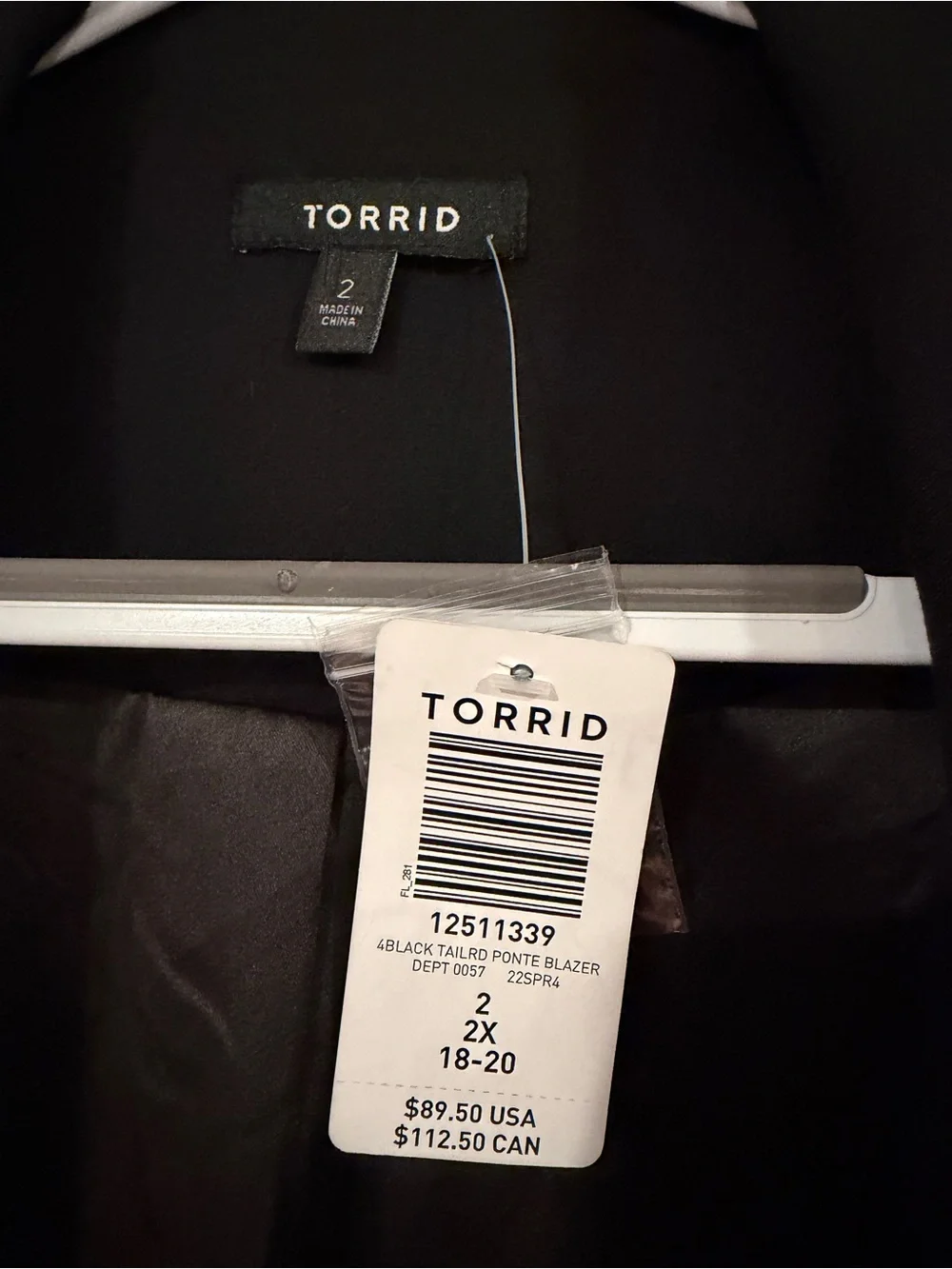 torrid Black Single-Button Tailored Blazer